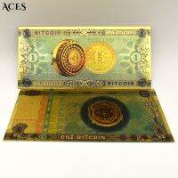 【YD】 Gold Foil Banknotes Virtual Money Btc Coin Metal Desktop Ornament Coenyerfiet Fun Game