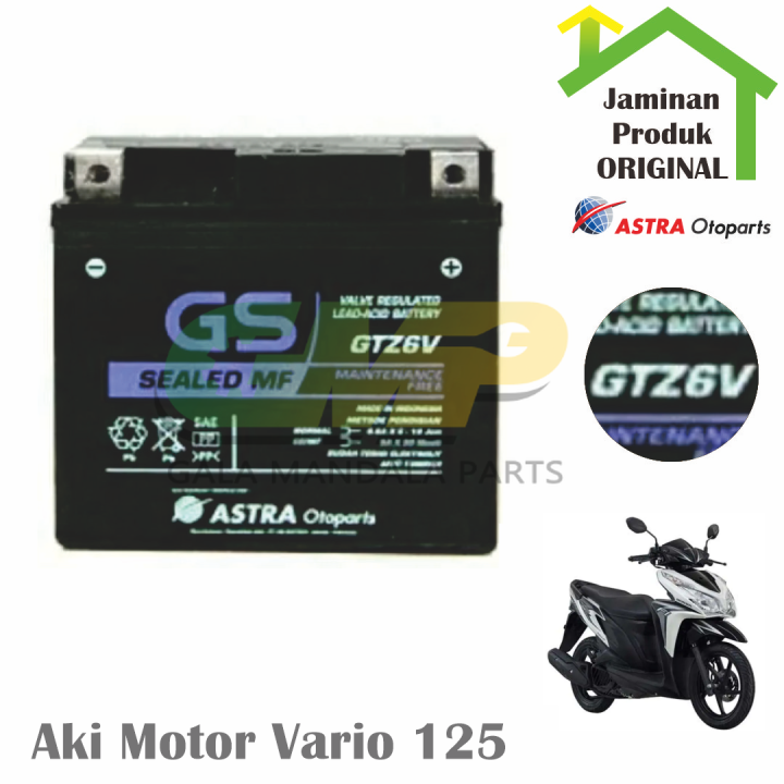 GS Astra Aki GTZ6V 12V 5 Ah Vario125 Beat Scoopy Accu Battery Motor ...