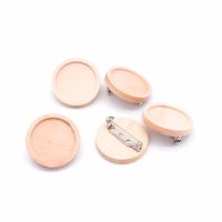 10pcs Lot Fit 20 25 30 40mm Blank Wood Cabochon Brooch Base Settings Round Bezel Tray Diy Brooches Pin Backs for Jewelry Making