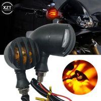 1 Pair Motorcycle Bullet Turn Signals Indicators Blinker Lights Lamp Black For Honda Kawasaki Cruiser Chopper Cafe RacerSignal Light Assemblies Parts