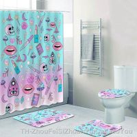 【hot】♂☽  Goth Witch Pattern Curtains Shower Curtain Set Kawaii Witchy Creepy Kid