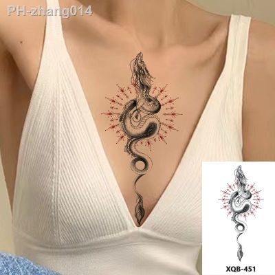 Waterproof Temporary Tattoo Sticker Black Snake Dragon Totem Flash Tatto Flowers Roses Body Art Arm Fake Tatoo Men Women