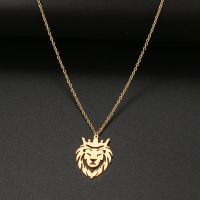 Stainless Steel Necklaces Crown Lion King Animal Pendant Men 39;s Chain Choker Fashion Necklace For Women Jewelry Party Men Gifts