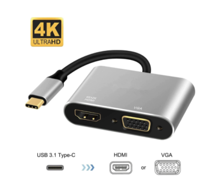 USB C HDMIประเภทCถึงHDMI 4K VGA USB3.0 Audio Video Converter PD 87W Fast ChargerสำหรับMacbook Pro Samsung S9 S10