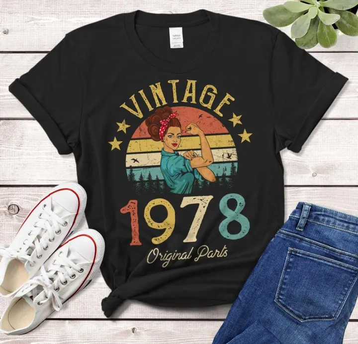 70s 80s 90s Vintage Birthday Party Gift T Shirt Women Retro Original 1982  Top 30th 40th 1978 1985 1993 Mom Wife Daughter Clothes | Lazada PH