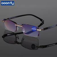 ◊ seemfly Reading Glasses Men Anti Blue Rays Presbyopia Goggles Women Vintage Rimless Eyewear Diopter 1.0 1.5 2.0 2.5 3.0 3.5 4.0