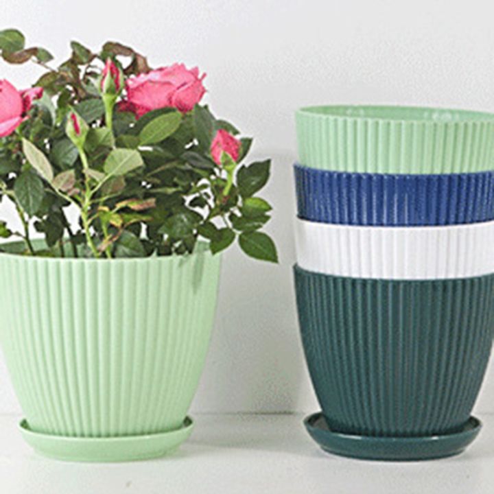 plastic-planter-pots-for-plants-5-pack-6-inch-flower-pots-with-drainage-holes-and-saucers-for-indoor-outdoor