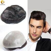 6 inch Super Thin Skin Toupee 100% Hair Density Indian Human Hair Wigs Man Free Style Ultra thin Skin Male Toupee Wig ของขวัญ ของขวัญ