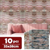 ❁✙∏ 10pcs/bag Wall Sticker Imitation Brick British Style Retro Style Graffiti DIY Wallpaper for Living Room Bedroom TV Wall Stickers