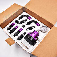 Universal Adjustable Fuel Pressure Regulator Oil Gauge AN 6 Fitting End Purple Oil Gauge Hose Fitting Kit