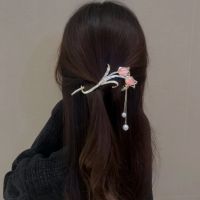 Ladies Hair Jewelry Luxurious Headpiece Back Of Head Bun Accessory Crystal Tassel Hairpin Tulip Twist Clip