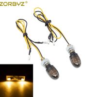 ZORBYZ 2pcs 8mm Mini Universal Motorcycle LED Turn Signal Indicators Light Amber Blinker Super Bright Lamp E24 Mark