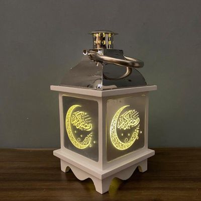 Wooden LED Light Hanging Lantern Eid Mubarak Ramadan Lamp for Home Islam Muslim