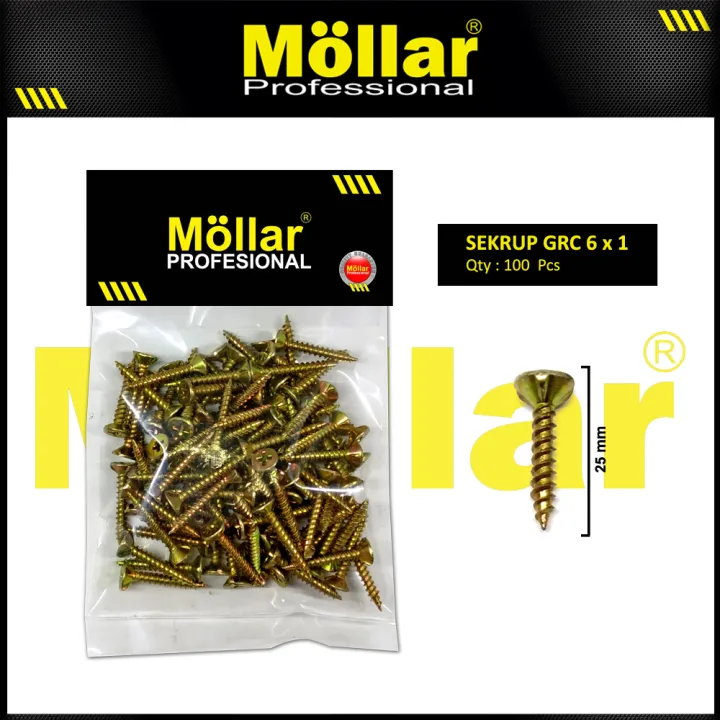 MOLLAR 93-006 Skrup GRC 6 X 1 Baut Sekrup Kalsiboard - 100 Pcs | Lazada ...