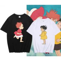 Cliff On Goldfish Kyi-Sousuke และ Ponyo คู่รักอนิเมะแขนสั้ เสื้อยืดคอตตอน คอกลม เสื้อยืดแขนสั้น S-5XL