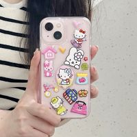 เคสหลังโทรศัพท์ซิลิโคนนิ่มลายการ์ตูนน่ารัก3D Hello Kitty เคสโทรศัพท์มือถือสำหรับ iPhone 14 Pro Max 13 Pro Max 11เคสด้านหลัง