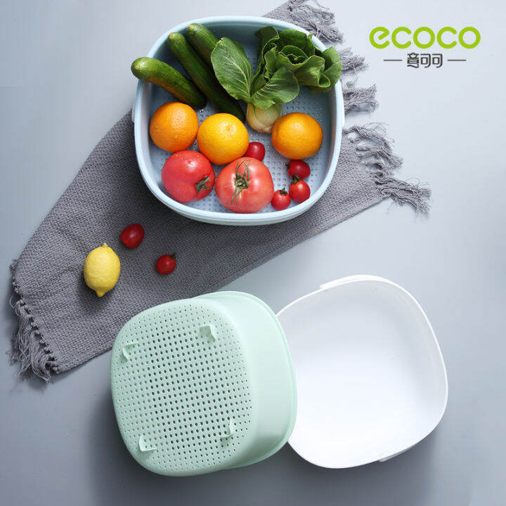 ecoco-double-layer-drain-basket-washing-box-kitchen-sink-strainer-vegetables-living-room-fruit-tray-cook-helper-handle-gadget