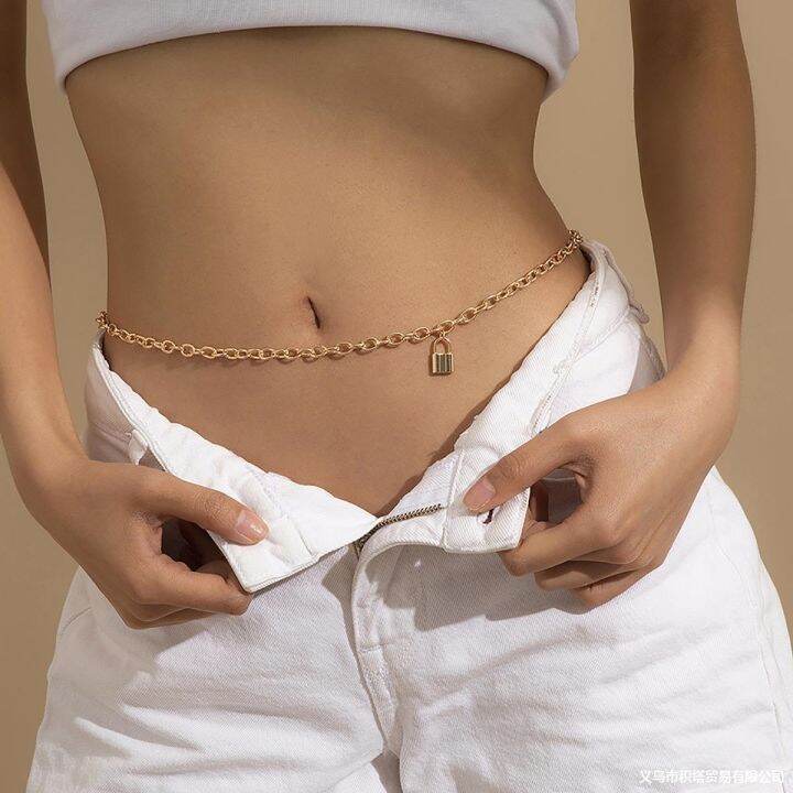 cod-cross-border-european-and-waist-chain-ins-lock-alloy-sexy-simple-hip-hop-style-hot-girl