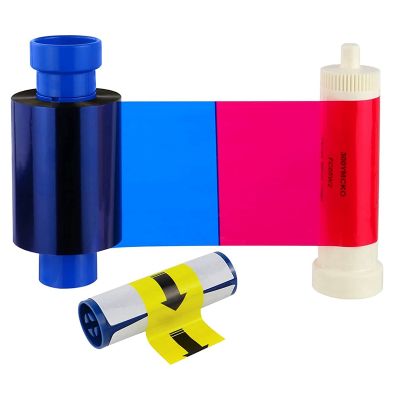 MA300YMCKO Color Ribbon with Clean Spool - Full Color Color Dye Film Compatible, 300 Images Full Color Tape with Overlay