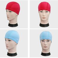 Waterproof Elastic Swimming Cap PU Fabric Protect Ears Long Hair Sports Swim Pool Hat Solid Color Breathable Summer Diving Cap Swim Caps