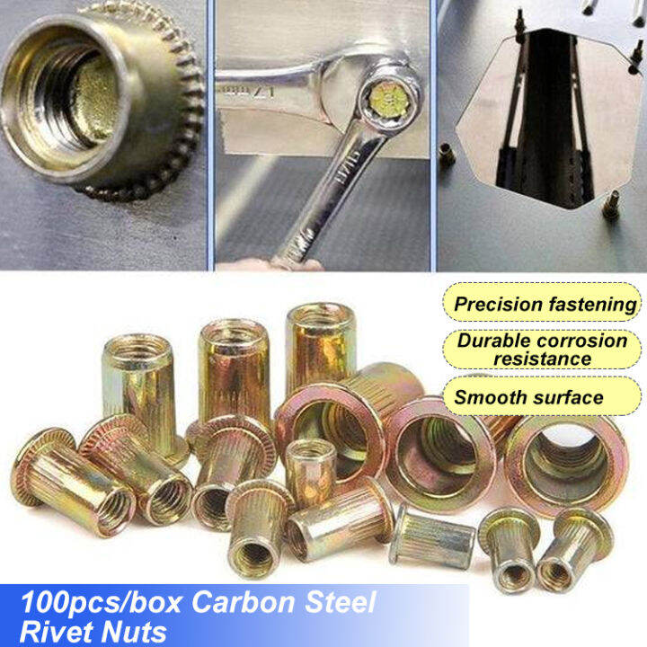 SuperLife Knurled blind rivet nut flat head vertical grain carbon