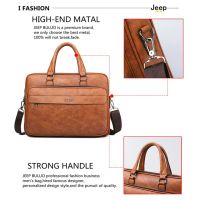 JEEP BULUO High Quality Business Leather Shoulder Messenger Bags Famous nd Men Briefcase Bag Travel Handbag 13.3 inch Laptop-8115