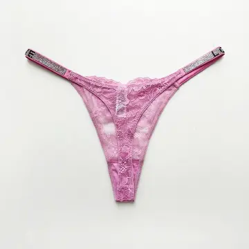 Women's Lace Rhinestone Velvet Panties Thong G-string Underwear Low Rise  Fashion