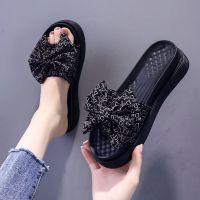 Korean Sandals 2023 New Soft Bottom Flat Thick Heightening Internet Slippers With Platform Soles