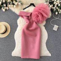 Neplace Gaun Bunga 3D Wanita, Vestidos Terpisah Bodycon IS E Pinggang Ramping Manis Pinggang Musis Picher Slash Vintage Elegan