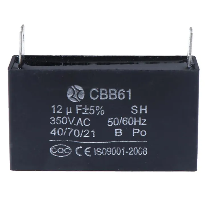 Condensador CBB61 350VAC 12UF para Motor de Ventilador de Arranque de Generador de Gasolina con Carcasa de Plástico, Instalación Conveniente