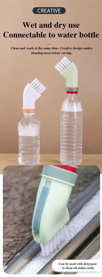 Multi-purpose Wet & Dry Cleaning Brush Connected To Mineral Water Bottle  Bathroom Gap Household Dead End Crevice Brush