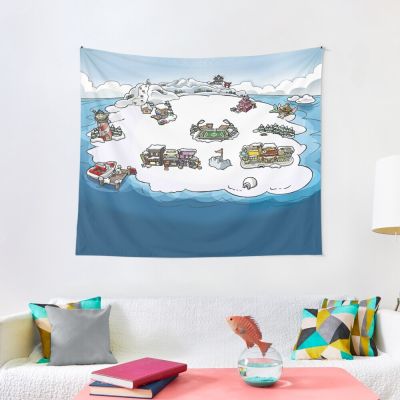 Club Penguin Map Tapestry Nordic Home Decor Wall Hangings Decoration Room Decoration Accessories