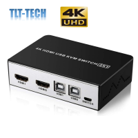 4K HDMI USB KVM Switch 2พอร์ต HDMI KVM Selector สำหรับ2คอมพิวเตอร์แชร์1จอภาพ HD และ4อุปกรณ์ USB,สนับสนุนคีย์บอร์ดไร้สาย