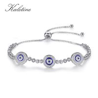 Nuovo Modo Di Alta Qualità Genuina 925เงินสเตอร์ลิงขอให้โชคดี Di Lusso Rotondo Occhi Azzurri Serzircone CONE Cubico Callo Bracciale Tennis