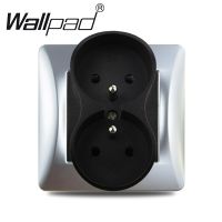 ปลั๊กไฟ EU 2 220V มาตรฐาน Wallpad AC กับ86*86มม. เต้าเสียบกรอบ PC ฝรั่งเศสสีดำพร้อมเครื่องมือติดผนังด้านหลังและการปรับปรุงบ้าน