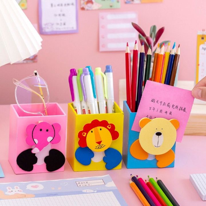 กล่องใส่ปากกา-ใส่ดินสอ-กล่องไม้ใส่ปากกา-กล่องการ์ตูนไม้-ลายน่ารักๆ-สีสันสดใส-คละสี-คละลาย