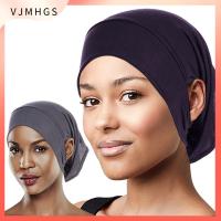 VJMHGS สำหรับ hijabs อุปกรณ์เสริมเสริม หมวกผ้าโพกหัว ใต้ฝามีรูหู หมวกคลุมฮิญาบ ฮิญาบของผู้หญิง หมวกผ้าพันคออิสลาม