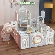 Quây sư tử full set CAYABE HONPER cho bé 1m8 x 2m màu xám trắng kèm cầu