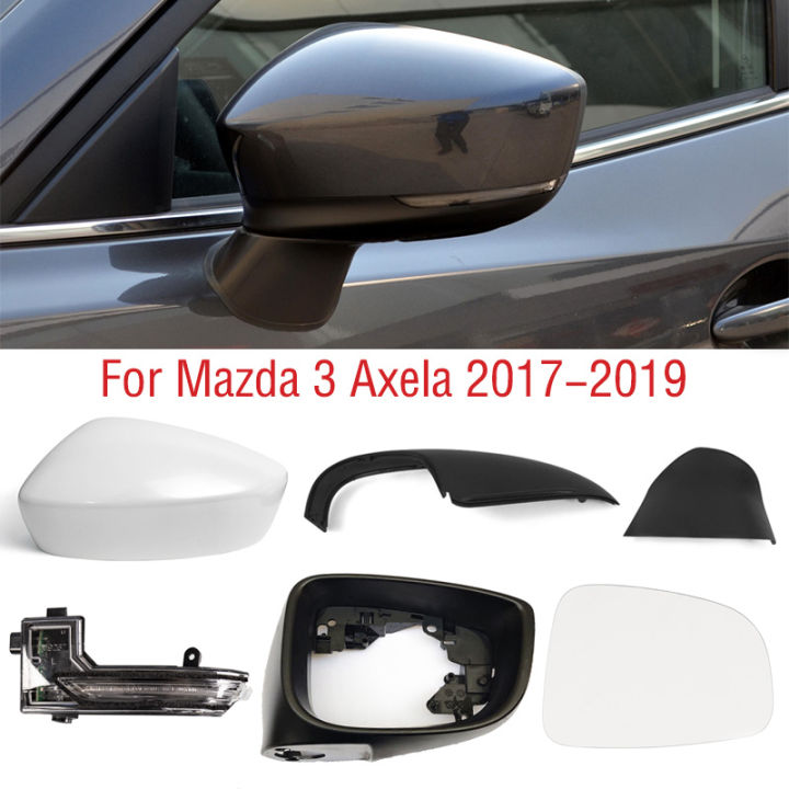 รถกระจกมองข้างเลี้ยวแสงโคมไฟเลนส์แก้วกระจกมองหลังกรอบฐานล่างปกคลุมสำหรับมาสด้า3-a-xela-m3-2017-2018-2019