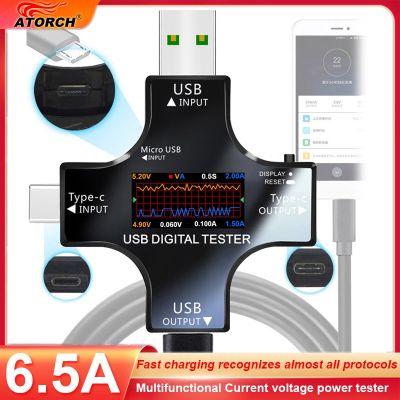 【LZ】✉  USB Tipo-C PD Digital Voltímetro Amper Tensão Atual Monitor Amperímetro Detector Power Bank Charger Capacity Meter 6.5A