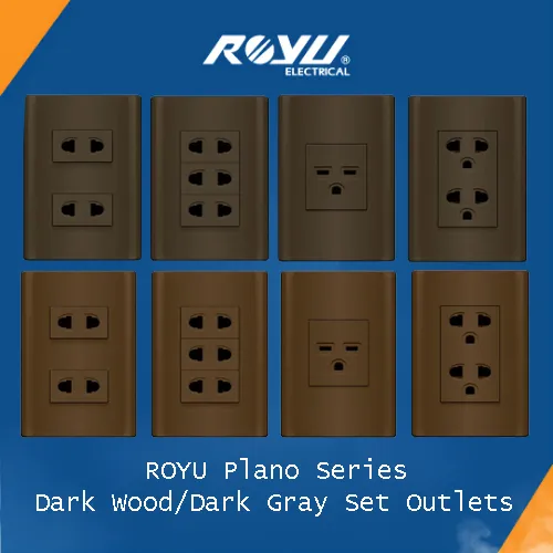 ROYU Plano Series All Type, Modern 1,2,3 gang outlet, 1 and 3 way, Dark ...