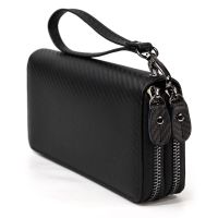 ZZOOI wallets for women designer luxury genuine leather long purse clutches classic design double zipper wallets for men women