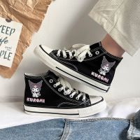 COD DSFGREYTRUYTU [READY STOCK] 2022 High-Top New Style Canvas Shoes Women All-Match Sneakers Kuromi Hand-Painted