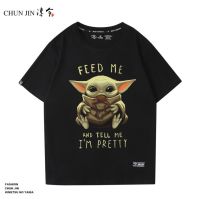 2023 New Fashion version The Mandalorian Baby Yoda Star Wars mandalorian mens and womens short-sleeved T-shirt cotton casual tops