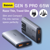 Baseus  อแดปเตอร์ชาร์จไวแบบพกพา ที่ชาร์จเร็ว 65W GaN 5 Pro USB C PD 3.0 4.0 Type C แบบพกพา Ultra-Slim FAST CHARGER