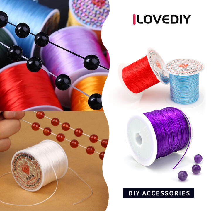 ilovediy-สายยางยืดหลากสีแฟชั่นสายคริสตัลลูกปัด-10ม-ม้วนขนาด1มม-ยืดหยุ่นได้สำหรับกำไลข้อมือยืดได้อัญมณีทำจากงานฝีมือเครื่องประดับอัญมณี