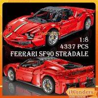 Ferrari 1:8 SF90 Technic Building Blocks Racing Aerodynamic Car 8 Cylinder Engine MOC Puzzle assembly ของเล่นเด็กของขวัญ