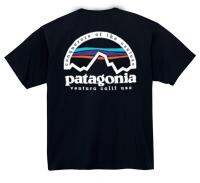 Patagonia เสื้อยืดแขนสั้นลำลอง,เสื้อแฟชั่นลายภูเขาหิมะ