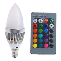 [HOT QQZIWWUJJWG 104] 3W สมาร์ท E12 RGB LED ที่มีสีสันเปลี่ยนสีหลอดไฟที่มี24เทียนปุ่มควบคุมระยะไกลน้ำนมโคมไฟ