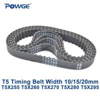 ¤☜▨ POWGE T5 Synchronous timing belt C 255/260/270/280/295 Width 10/15/20mm Teeth 51 52 54 56 59 Rubber T5X255 T5X260 T5X270 T5X280